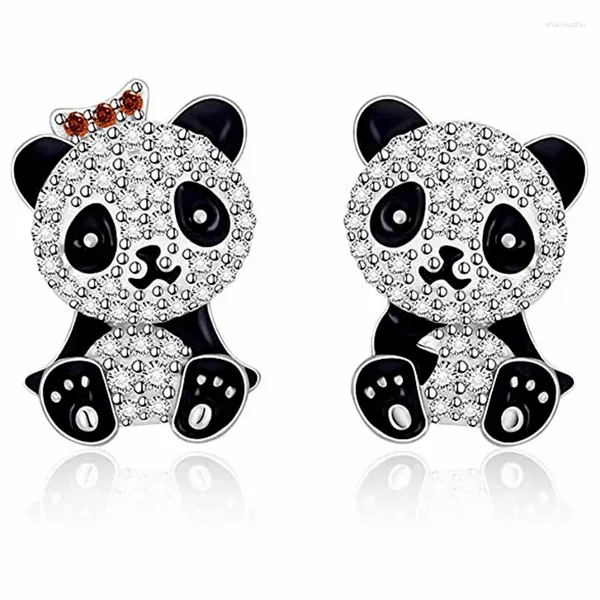 Серьги-гвоздики CAOSHI Chic Panda с блестящим цирконием для девочек-подростков, нежный подарок, модные блестящие уши для повседневной жизни, модные ювелирные изделия