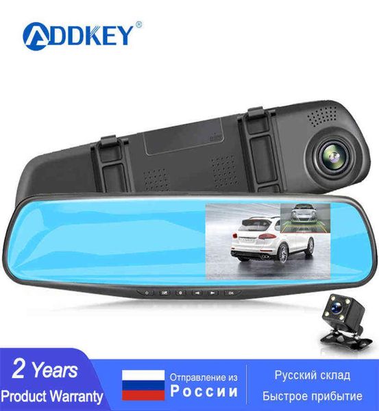 Addkey Full Hd P Автомобильный видеорегистратор с автодюймовым зеркалом заднего вида, цифровой видеорегистратор с двумя объективами, регистратор, видеокамера J2206013706447