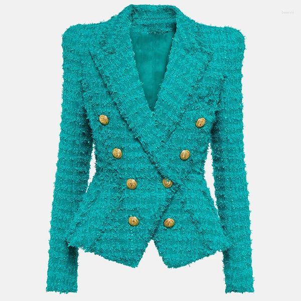 Giacche da donna di alta qualità EST 2024 F/W Designer Slimt Slimt Nappel Tweed Blazer