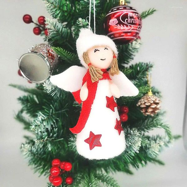 Portachiavi 1 pz carino forniture per feste ciondolo bambola albero di natale angelo tessuto ornamento per la casa decorazione natalizia portachiavi fai da te regalo