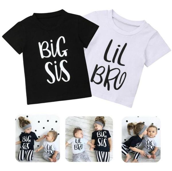 T -Shirts Little Brother Big Schwester Kinder Baby Girl Boy Casual Tshirt Sommer Kurzarm Zwillinge passen Outfit Tops süßes Hemd Clo9356318
