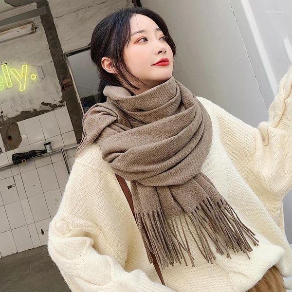 Schals visrover 20 Farben Frau Winter Schal Mode weibliche Schals Kaschmir Handgefernen wickeln Solid Color Hijab Geschenk