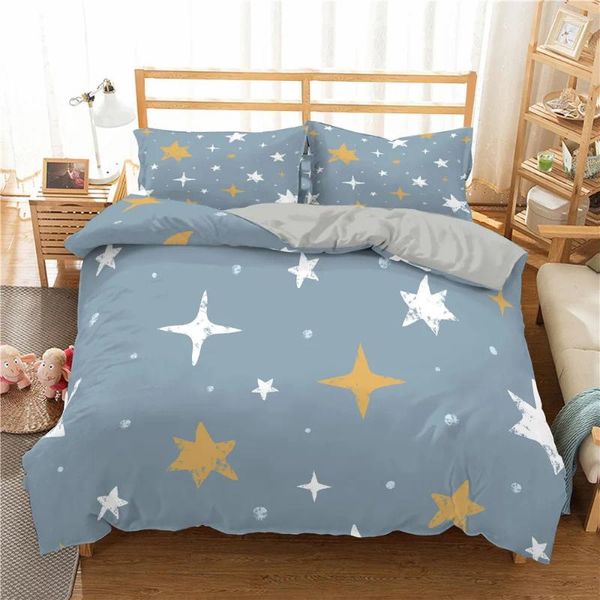 Conjuntos de roupas de cama estrelas impressas Love Conjunto simples para a cama de cama de garotinha Tampa de edredão dupla colcha dupla colcha de alta qualidade