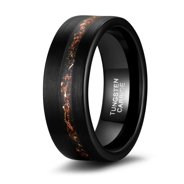 Полосы Nuncad 8 мм вольфрамового карбида карбидного кольца Черное матовое обручальное обручальное обручальное обручальное положение и медное кольцо мужское кольцо