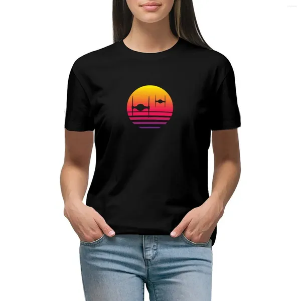 Polos da donna Tra Fighter Fighter Sunset T-Shirt Graphics Female Womans Abbigliamento