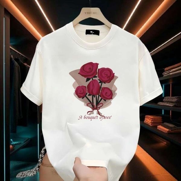 Rose Print Short Randered для мужской летней футболка для летних модных модных брендов