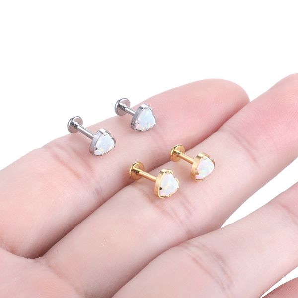 1pc 16g Titanium Monroe Labret Piercing Stone Opal Pedra interna Linha interna Helix TRAGUS CONCH PERIGURAÇÃO EAR BRIINHOS DE CARTILAGEM 6/8MM