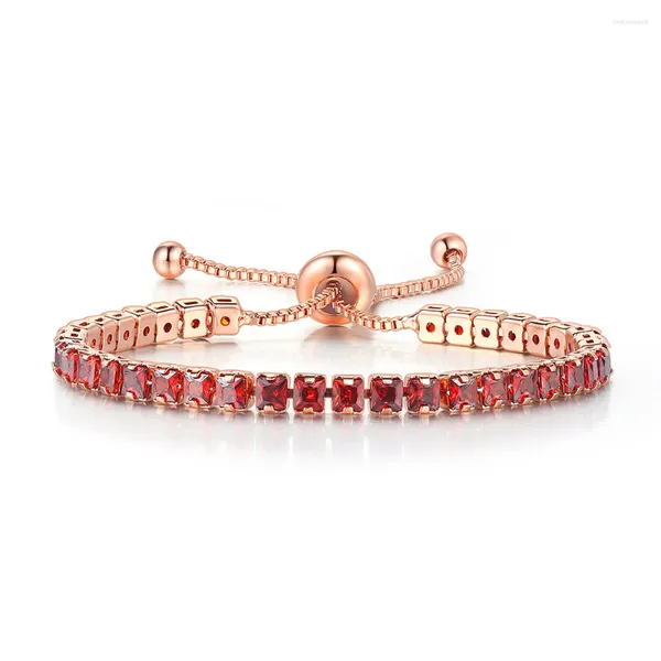 Braccialetti di collegamento ZHOUYANG Bracciale tennis per le donne Kpop Luxury Square Color Zircone Gioielli regolabili all'ingrosso delle donne coreane DZH007