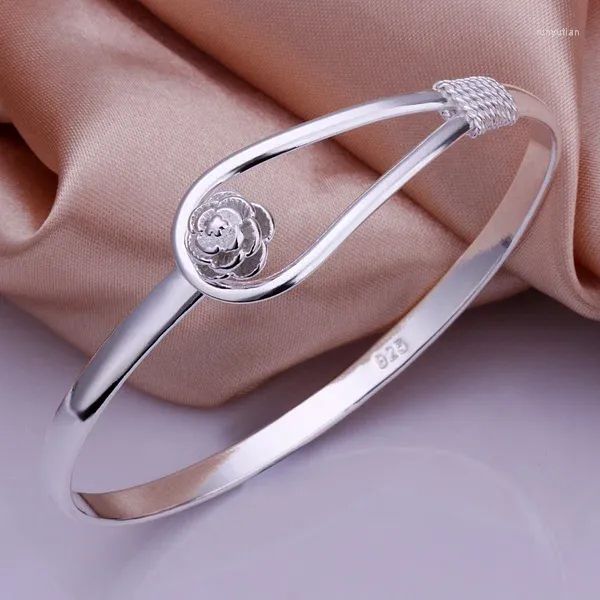 Blangle Silver Color Exquisite Luxury Gorgeous Fashion Wedding Women Bracciale Charm Stamped Bel Comeso di compleanno B179