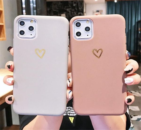 Gold Love Heart Hülle für iPhone 11 Pro X XR XS Max 7 8 6 6s Plus Silikon Handyhüllen Galvanik Weiche TPU Rückseitige Abdeckung8920181