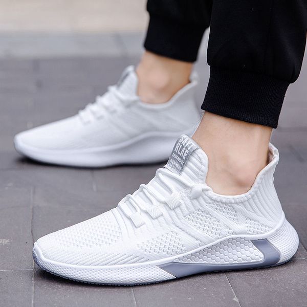 New Men Running Shoes Running Black White cinza Moda respirável clássica Confortável jogging Slip-On Soft Casual Sneakers Mens Trainers