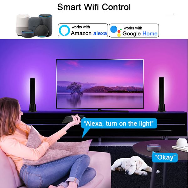 Smart RGB LED Light Bars Tuya WiFi Music Sync TV LED TV Lights per giochi, PC, decorazione della camera, lavoro con Alexa e Google Home