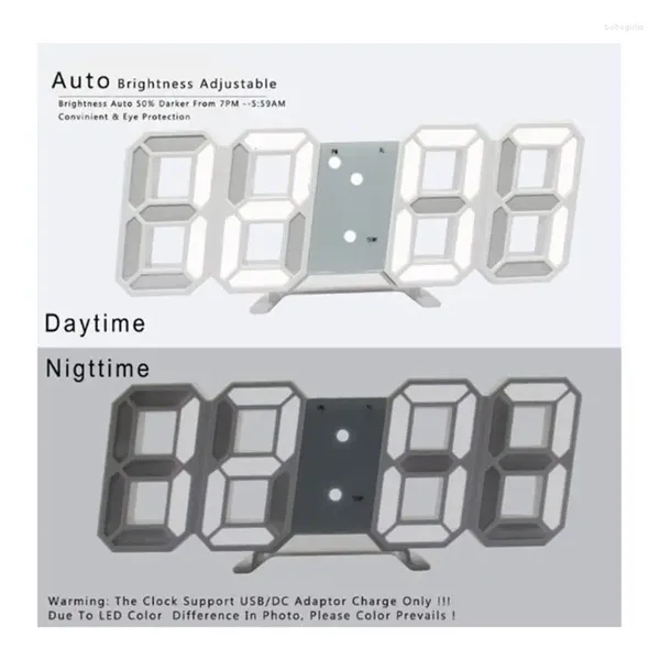 Orologi da parete moderna digitale a led 3D orologio notturno Desktop allarme tavolo da snooze 12
