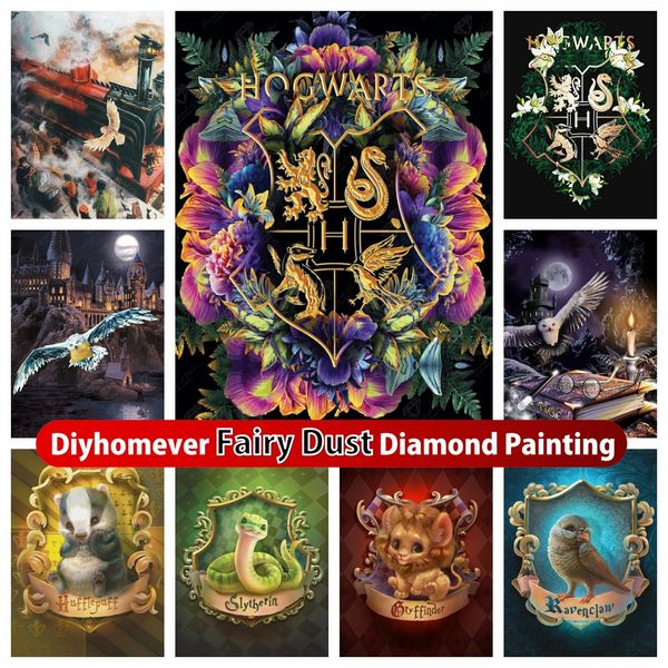 Film di cartoni animati Fairy Dust Diamond Painting Mosaic Fantasy Animal Owl Icona Art Croce Cami Acorticata per la casa Gifts 240328 240328