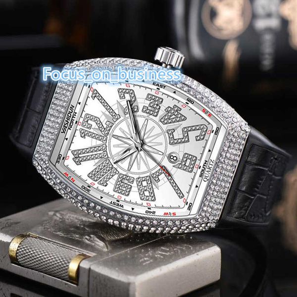 Eingelegtes Moissanite Luxus Unisex Handgelenk Watch Luxus Mode anpassbare Quartz Uhr 3 Jahre Batterietreserve Quarz Uhr