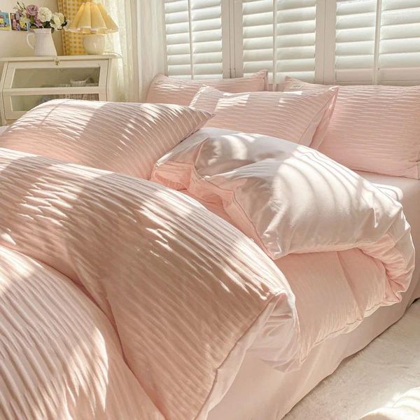 Bettwäsche Sets Beddings Winter Seersucker Bett Vierteilige Set gewaschene Baumwollblätter ausgestattete Quiltabdeckung Nicht-Cotton reines Blatt