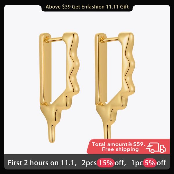 Ohrringe enfashion geschmolzene Reifen Ohrringe für Frauen Pendientes Mujer Piercing Ohrgut Goldfarbe Mode Schmuck Geburtstag E221400