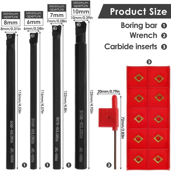 Drehleiste langweilige Bar Drehwerkzeug S06K/S07K/S08K/S10K-SCLCR06 Drehdrehwerkzeuge Halter-Set mit Vergasereinsätzen und Schraubenschlüssel