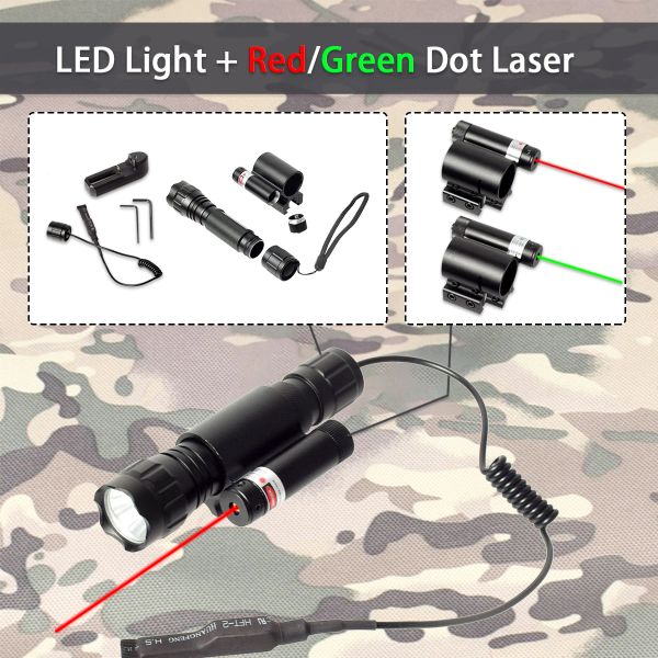 Scopes Tactical Metall wiederaufladbare Waffenpistole Taschenlampe Rot/grüner Punkt Laserzeiger Anblick für Airsoft Rifle AR15 M16 Jagd Torch