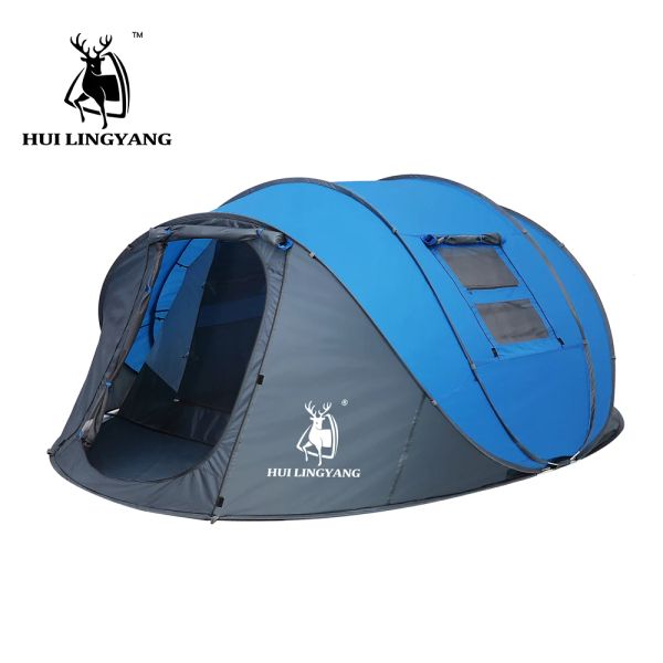 Schutzhütten Hui Lingyang werfen Sie Pop -up -Zelt 46 Personen Outdoor Automatische Zelte Doppelschichten großes Familienzelt wasserdichtes Camping -Wanderzelt