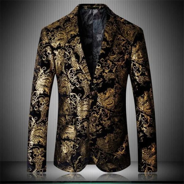 Marke Mens Fashion Print Blazer Design Plus Size Hip Casual Male Male Slim Fit Anzug Jacke Sänger Kostüm 240318