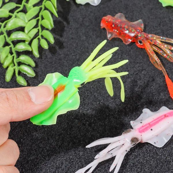 1 pc 10/12/15 cm Escere di calamari artificiali luminosi Accessori per peschere di pesca in silicone.