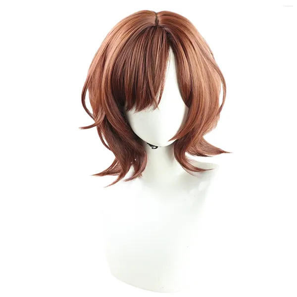 Parti, Higuchi Madoka Cosplay Wig Yetişkin Kadınlar için Idolm Sterl Sterlini Malzemeler Kısa Kahverengi Kıvırcık Saç parçalarına Direnen Yetişkin Kadınlar