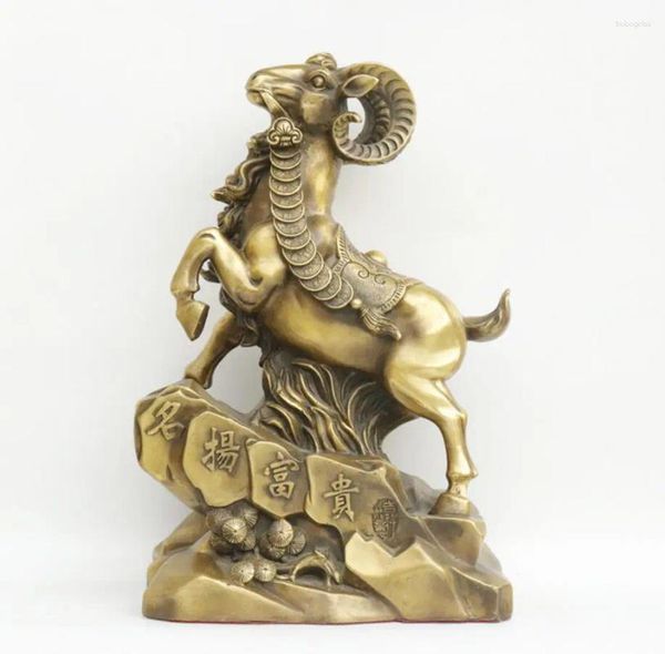 Figurine decorative Statue di rame Kaiguang Pure è famosa per le ricche pecore Zodiac Money Ruyi Fortune Fame Wealth Crafts O