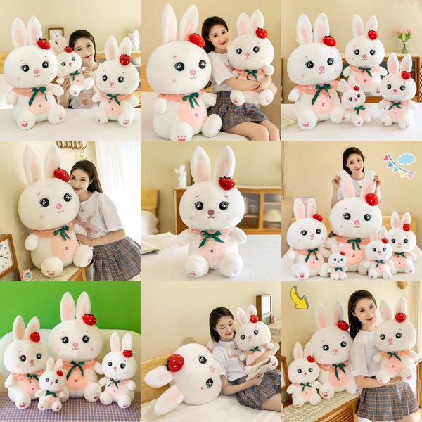 Stupiti e carini e morbidi giocattoli di peluche di coniglio bianco, bambole di coniglio, cuscini per bambini, regali di compleanno femminile, bambole di stoffa all'ingrosso