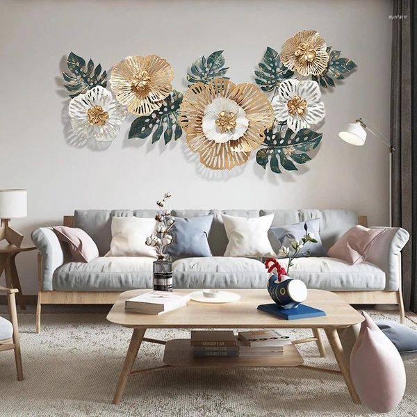 Estatuetas decorativas sofá fundo decoração de parede pintando sala de estar atmosférica de ponta resumo abstrato de flores penduradas murais mural