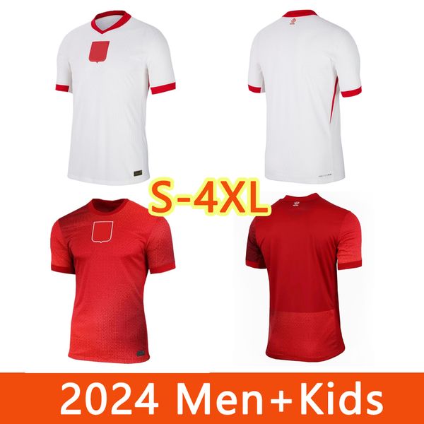 Maglie da calcio in Polonia 2024 Home and Away Jersey Zielinski Kiwior Szymanski Bulka Lewandowski Zalewski Versione giocatore uomini kit per bambini