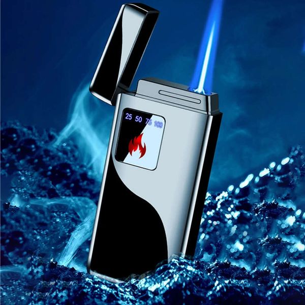 Electricity Blue Flame Ice Display digitale Display Digital Power Touch Sensor Offroed Jet Torch Accendino senza gas senza gas