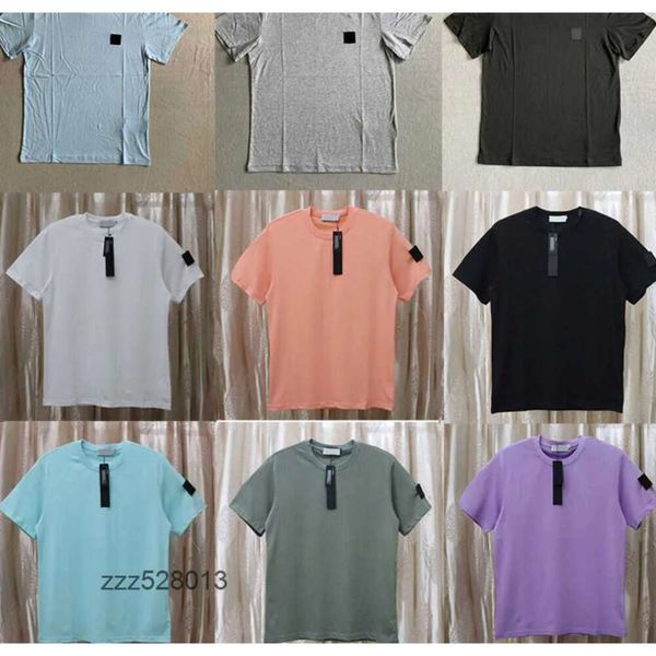 2024 Designer Top Stoney Brand Mens Tshirts Classic Basic Stones Bordge Bordado Algodão Longo Pescoço Small Redondo Ilha Camista KGI668