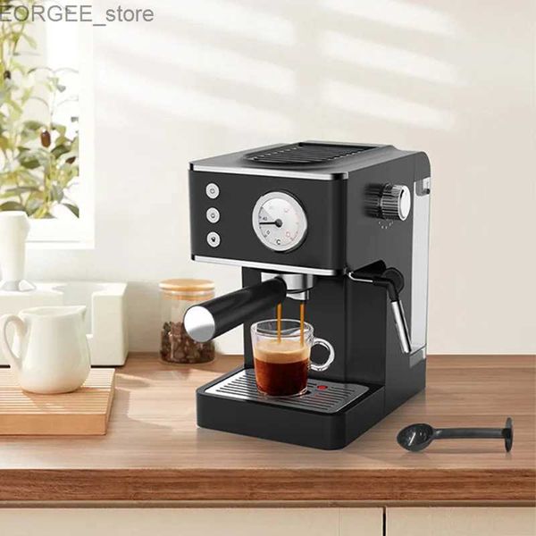 Kaffeemaschinen Italienische halbautomatische Kaffeemaschine Haushalt konzentrierter Dampfschaum 20Bar 1.2L Desktop-Espressomaschine mit Druckmessgeräte Y240403