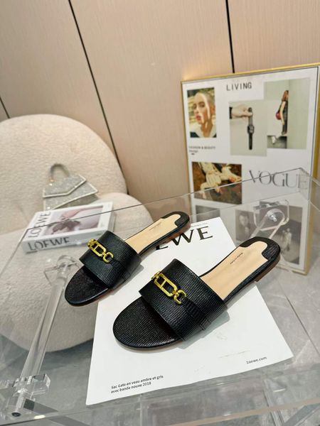 Женщины моды Summer Sandals Slippers с печатью Croc Slide Vintage Flats Sliders Италия Популярная кожаная металлическая пряжка украшенная дизайнерская банкет