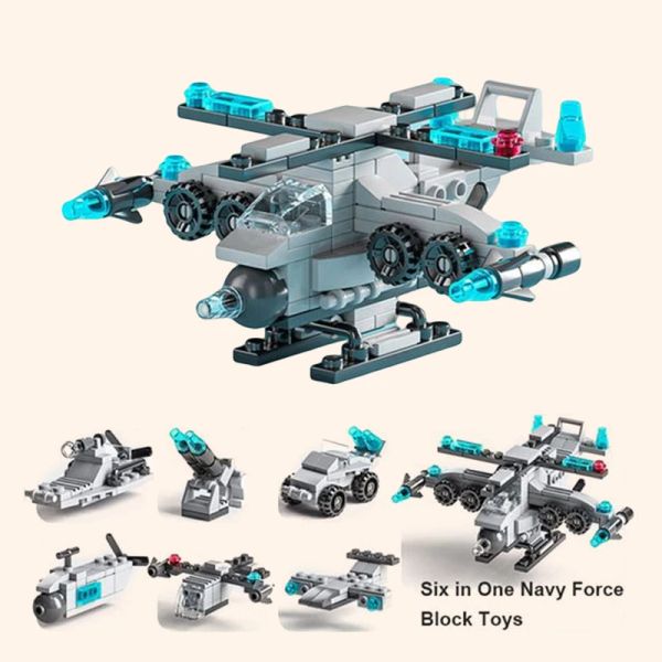 6 in 1 Ziegelblöcken Blocks Stadt Feuer Miletary Fighter Mini Spielzeug Kinderkinder Tank Kämpfer Model Building Block Toy