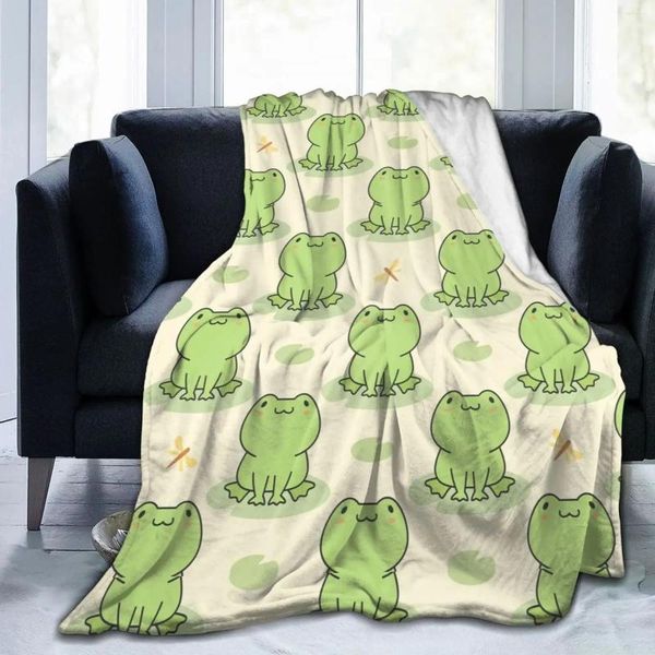 Coperte rana animale flanella lancio divano divano di divano letto campeggio per ragazze ragazzi verde morbido accogliente regali caldi amanti adulti adulti