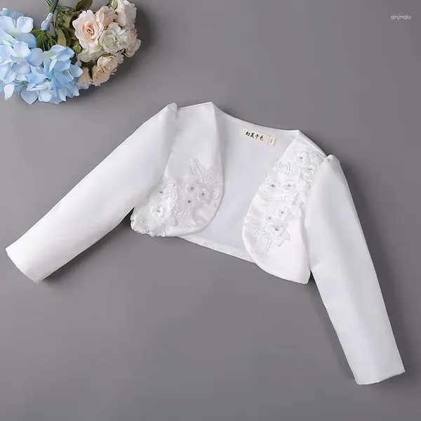 Jacken Ankunft Baby Girls Bolero Kinder Langarm Applique Blume Kurzmantel formelle Achselzucken Kleidung Kleidung