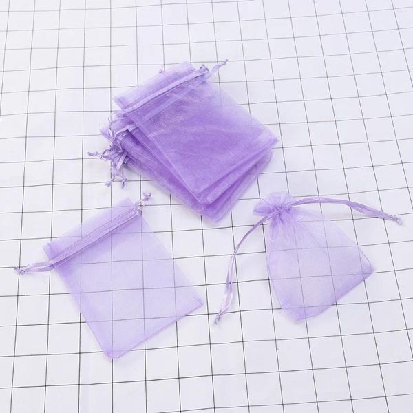 Waschküche 100pcs Netzgarnpacktasche Schöne Geschenk Süßigkeiten für Mädchen (9 12 cm; Lilac)