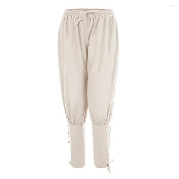 Pantaloni da uomo pantaloni casual estate cohtring pirata medievale cotone e lino streetwear