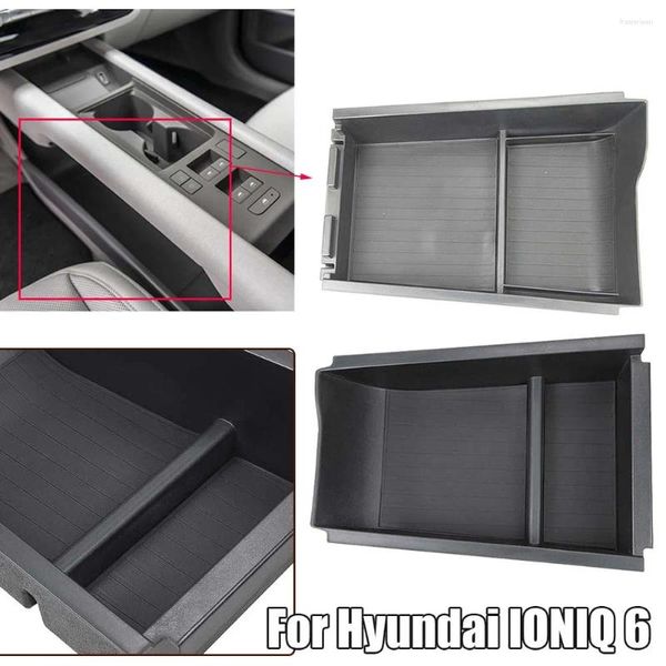 Автомобильный организатор 2PCS Центральный контрольный контроль коробка для хранения ABS Black Interior Armrest Console для Ioniq 6 аксессуар