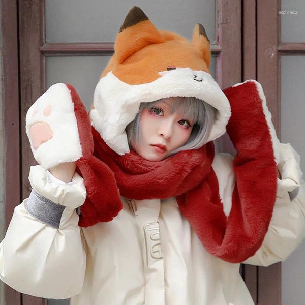 Одеяла игра Genshin Impact Plush Hat Gloves Set 3 в 1 сете