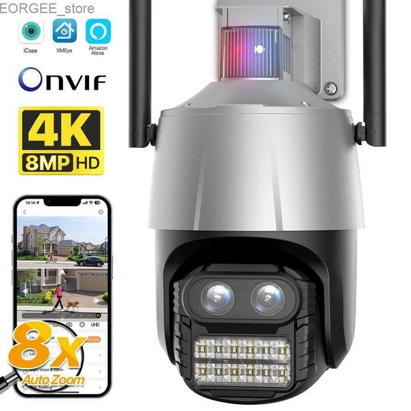 Altre fotocamere CCTV Camera IP WiFi 4K 8MP PTZ Camera PTZ Outdoor 2,8+12 mm Dual-Lens 8x Zoom Security Tracciamento automatico P2P Sorveglianza CCTV ICSEE Y240403