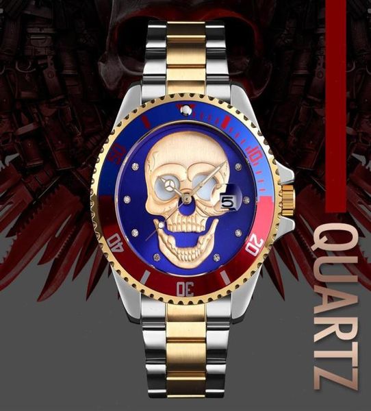 Skmei Mens Skull Quartz Watch Men Skeleton Creative Watches inossidabile orologio da polso impermeabile Relogio Masculino29734805435
