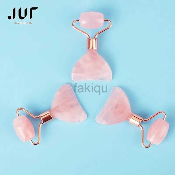 Massage Stones Steine Doppelkopfkristall Jade Roller Massage Spa Natural Pink Face Massagers Gua Sha Natural Stone Gua Sha Werkzeuge Reduzierende Falten 240403