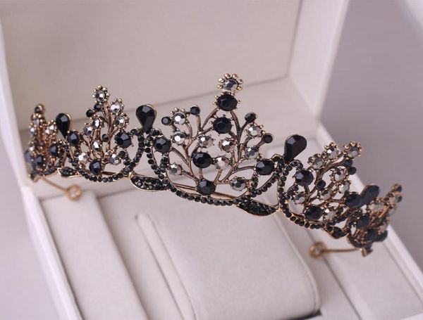 2021 carino principessa barocca copricapo strass nero tiara nuziale matrimonio 18 ° compleanno regina corona accessori festa formale4513091