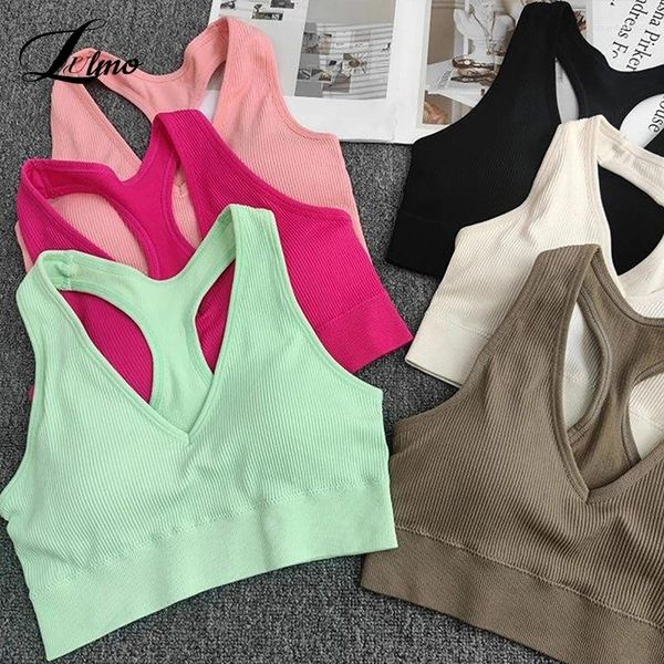 Canotte Canotte Reggiseno sportivo da donna Assorbe il sudore traspirante Imbottito antiurto Palestra Running Fitness Intimo yoga senza cuciture a doppio strato