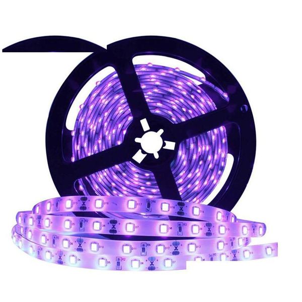 Tiras de led tira leve tira de luz traviolet iluminação roxa à prova d'água para festa de dança pintura de tinta noturna pesca ip65 ip20 600 rabed cres dhbkt