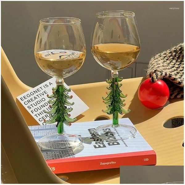 Figura da árvore de natal de copos de vinho dentro de copo de vidro personalizado da caneca bebendo para festas-banquet 87ha Drop Drop Home Garden Kitch Kitch Dhgcp