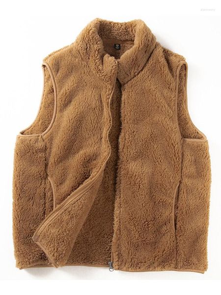 Giubbotti da uomo Cashmere Minimalist Casual Stand Collar Long Hair Cardigan Vest